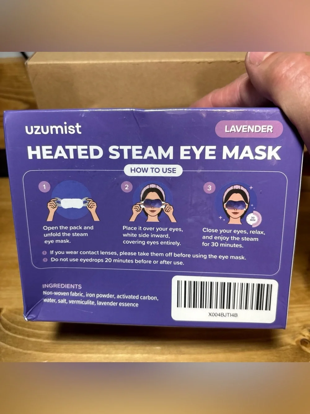 Uzumist Heated Steam Eye Mask- 16pcs Self Heating Lavender (NIB)